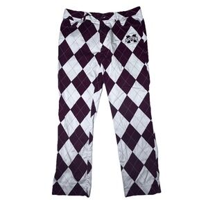 Loudmouth Golf Pants Mens Mississippi State Bulldogs Argyle Maroon 38x32